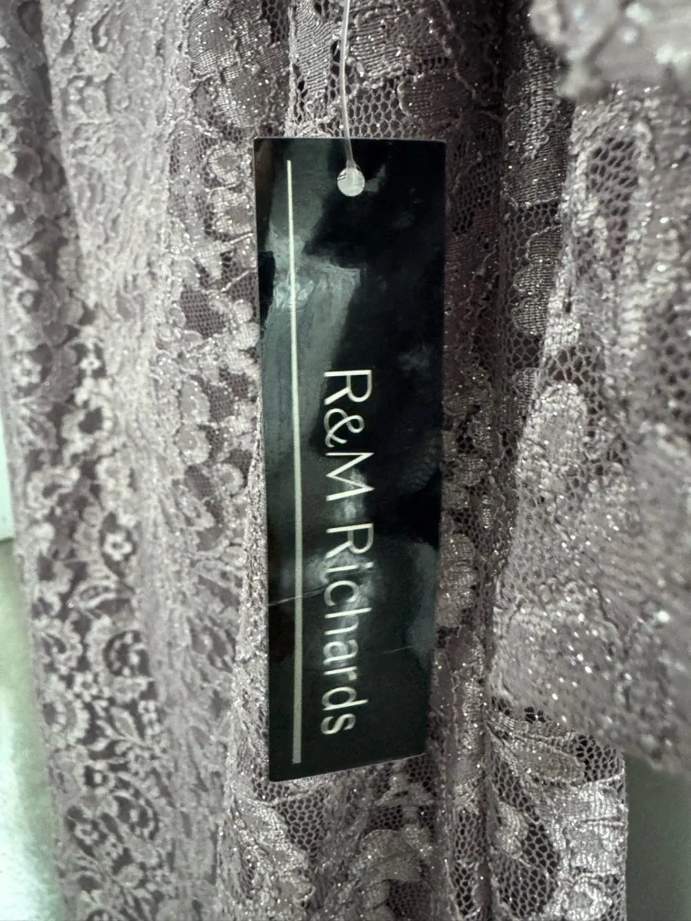 R&M Richards Off-Shoulder Lace A-Line Dress in Dusty Lavender - Picture 2 of 6